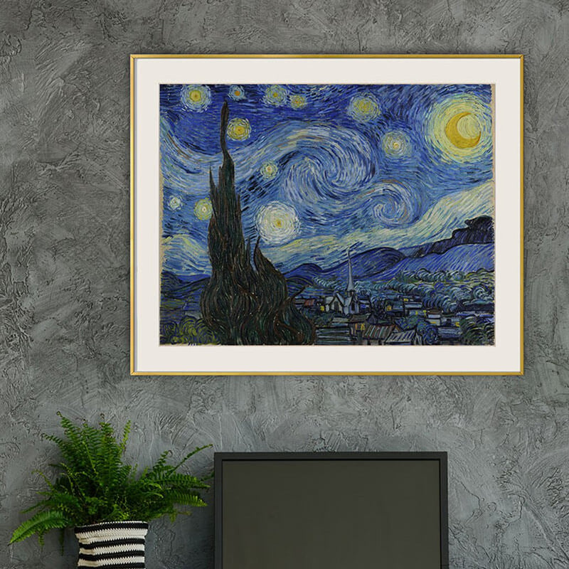 [ Van Gogh ][ The Starry Night ] Museum Class Art Reproduction Painting [ CRUSE 3.82 Giga Resolution Original Piece Scanned and Painted] [ Aluminum Alloy Hand Framed ]