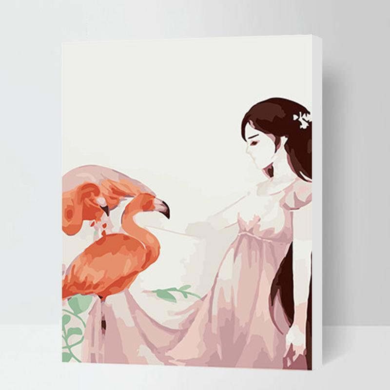MADE4U [ Flamingos Series ] [ 20" ] [ Thicker (1") ] [ Wood Framed ] Paint By Numbers Kit with Brushes and Paints ( Flamingos DWHLNI6011 )