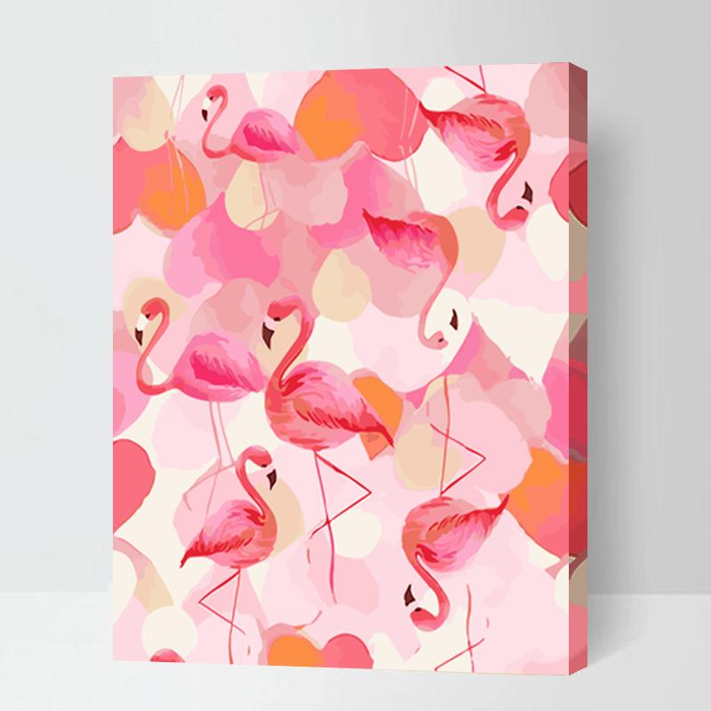MADE4U [ Flamingos Series ] [ 20" ] [ Thicker (1") ] [ Wood Framed ] Paint By Numbers Kit with Brushes and Paints ( Flamingos DWHLNI6026 )