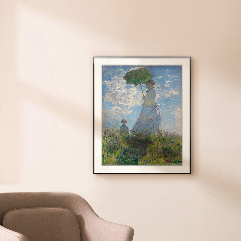 [ Claude Monet ][ Woman with a Parasol ] Museum Class Art Reproduction Painting [ CRUSE 3.82 Giga Resolution Original Piece Scanned and Painted] [ Aluminum Alloy Hand Framed ]