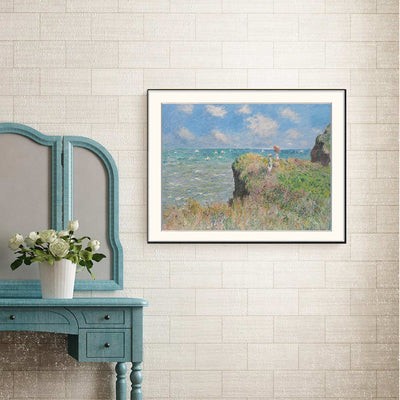 [ Claude Monet ][ Cliff Walk at Pourville ] Museum Class Art Reproduction Painting [ CRUSE 3.82 Giga Resolution Original Piece Scanned and Painted] [ Aluminum Alloy Hand Framed ]