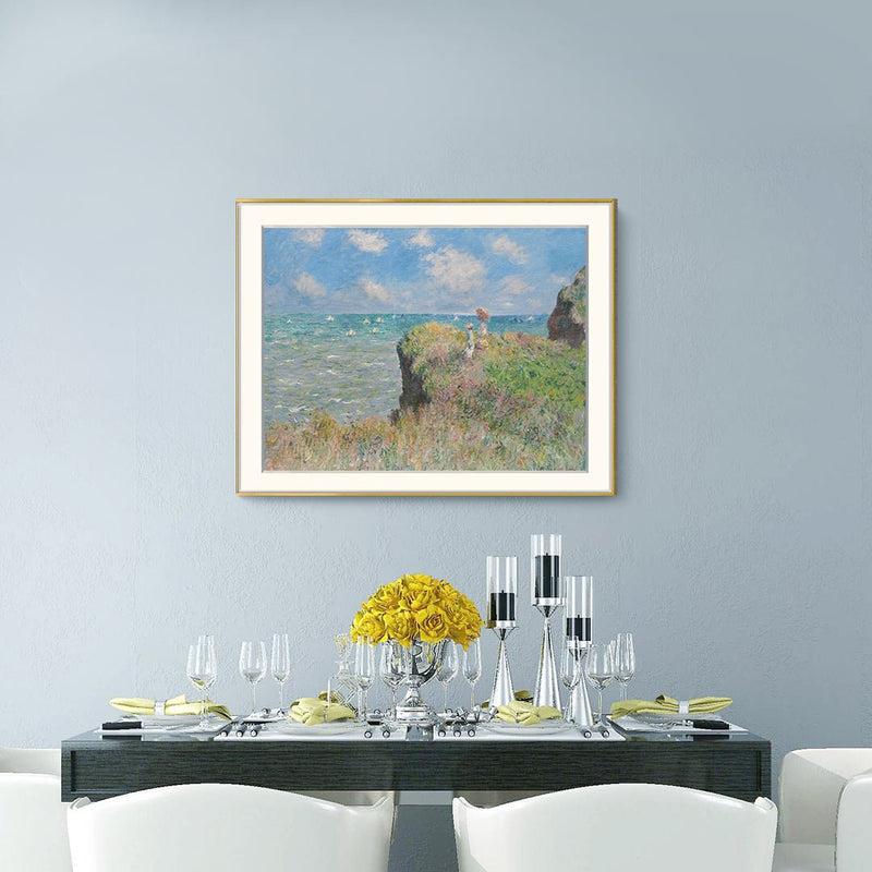 [ Claude Monet ][ Cliff Walk at Pourville ] Museum Class Art Reproduction Painting [ CRUSE 3.82 Giga Resolution Original Piece Scanned and Painted] [ Aluminum Alloy Hand Framed ]