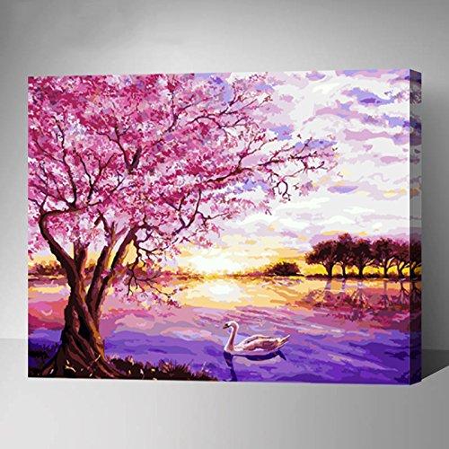 MADE4U [ Waters Series 3 ] [ 20" ] [ Wood Framed ] Paint By Numbers Kit with Brushes and Paints ( Love G009 )