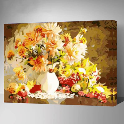 MADE4U [ Flowers and Vases Series ] [ 20" ] [ Wood Framed ] Paint By Numbers Kit with Brushes and Paints (Flowers G011)