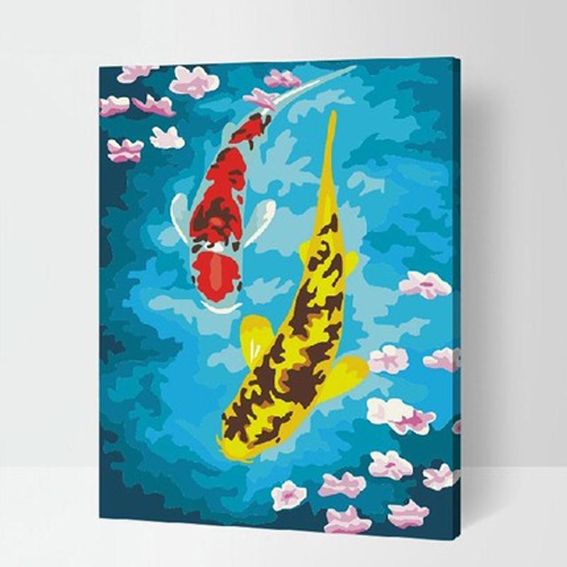 MADE4U [ 20" ] [ Animals Series ] [ Wood Framed ] Paint By Numbers Kit with Brushes and Paints ( Gyprinoid Fish HHGZG050 )