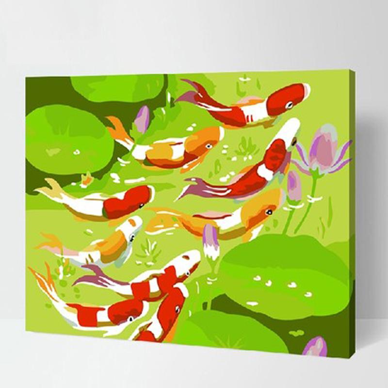 MADE4U [ 20" ] [ Animals Series ] [ Wood Framed ] Paint By Numbers Kit with Brushes and Paints ( Fishes HHGZG051 )