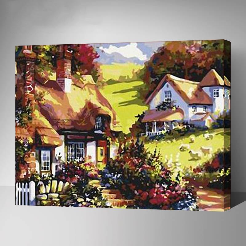 MADE4U [ Landscape Series ] [ 20" ] [ Wood Framed ] Paint By Numbers Kit with Brushes and Paints ( Villas) HHGZG090