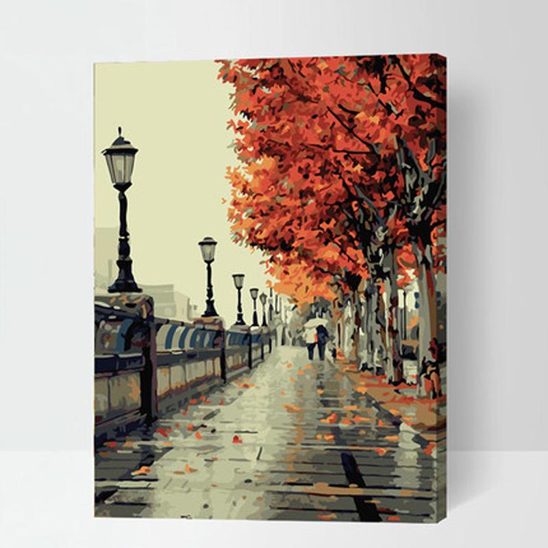 MADE4U [Landscape Series] [20"] [Wood Framed] Paint By Numbers Kit with Brushes and Paints (Romantic Effie G117)