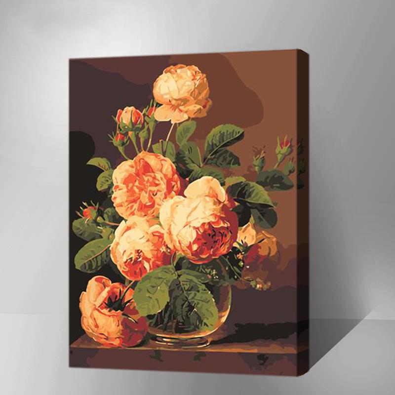 MADE4U [ Flowers and Vases Series ] [ 20" ] [ Wood Framed ] Paint By Numbers Kit with Brushes and Paints ( Flwoers) HHGZG166