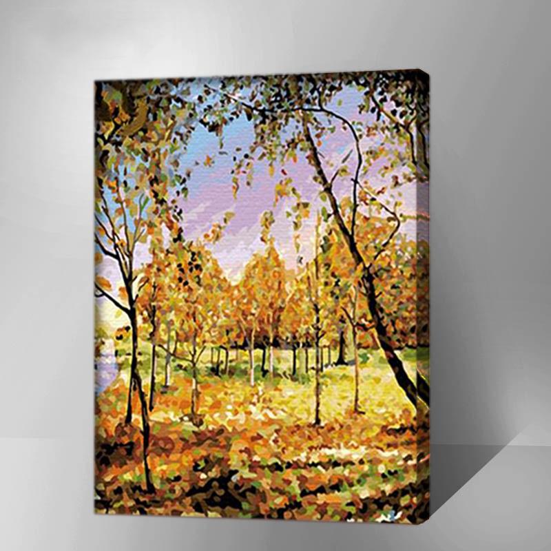MADE4U [ Landscape Series ] [ 20" ] [ Wood Framed ] Paint By Numbers Kit with Brushes and Paints ( Leaves) HHGZG238