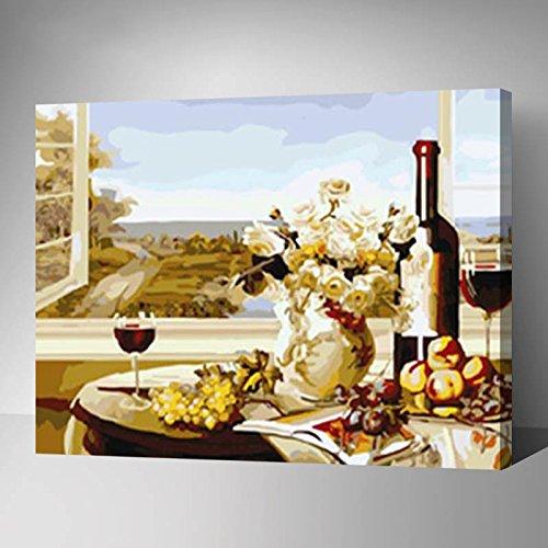 MADE4U [ Landscape Series ] [ 20" ] [ Wood Framed ] Paint By Numbers Kit with Brushes and Paints ( Meal by Window) HHGZG297
