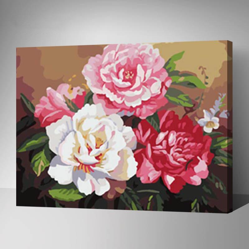 MADE4U [ Gradens Series ] [ 20" ] [ Wood Framed ] Paint By Numbers Kit with Brushes and Paints (Flowers G382)