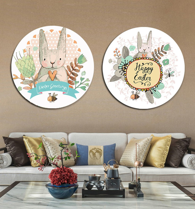 MADE4U [ Circular Plate ] [ 2 Pieces Split Series ] [ 16" ] [ Thicker Wood Framed ] Paint By Numbers Kit with Brushes and Paints ( Great Saver Bundle of 2 GGCHTAF )