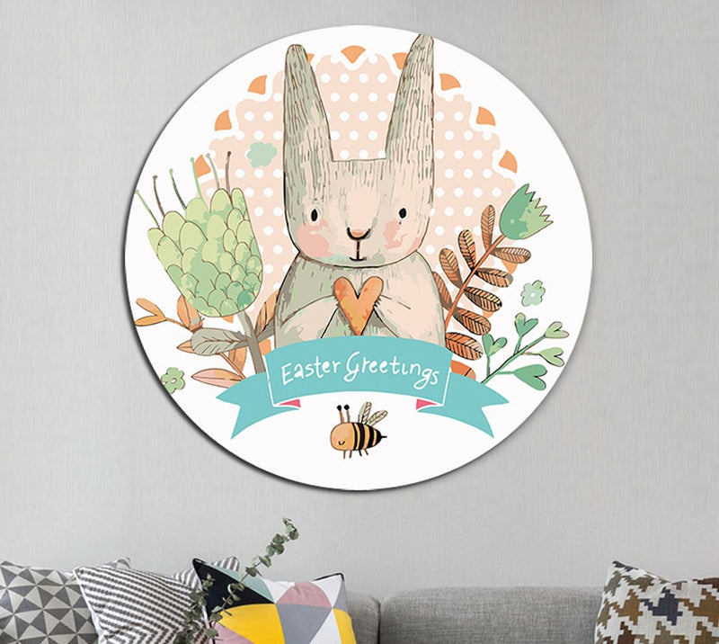 MADE4U [ Circular Plate ] [ 16" ] [ Thicker Wood Framed ] Paint By Numbers Kit with Brushes and Paints ( Rabbit GGCHTF )