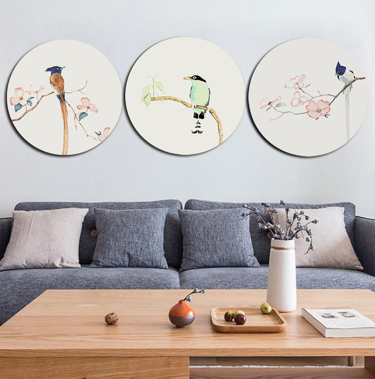 MADE4U [ Circular Plate ] [ 3 Pieces Split Series ] [ 16" ] [ Thicker Wood Framed ] Paint By Numbers Kit with Brushes and Paints ( Great Saver Bundle of 3 GGCWNABC )