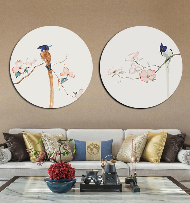 MADE4U [ Circular Plate ] [ 2 Pieces Split Series ] [ 16" ] [ Thicker Wood Framed ] Paint By Numbers Kit with Brushes and Paints ( Great Saver Bundle of 2 GGCWNAC )