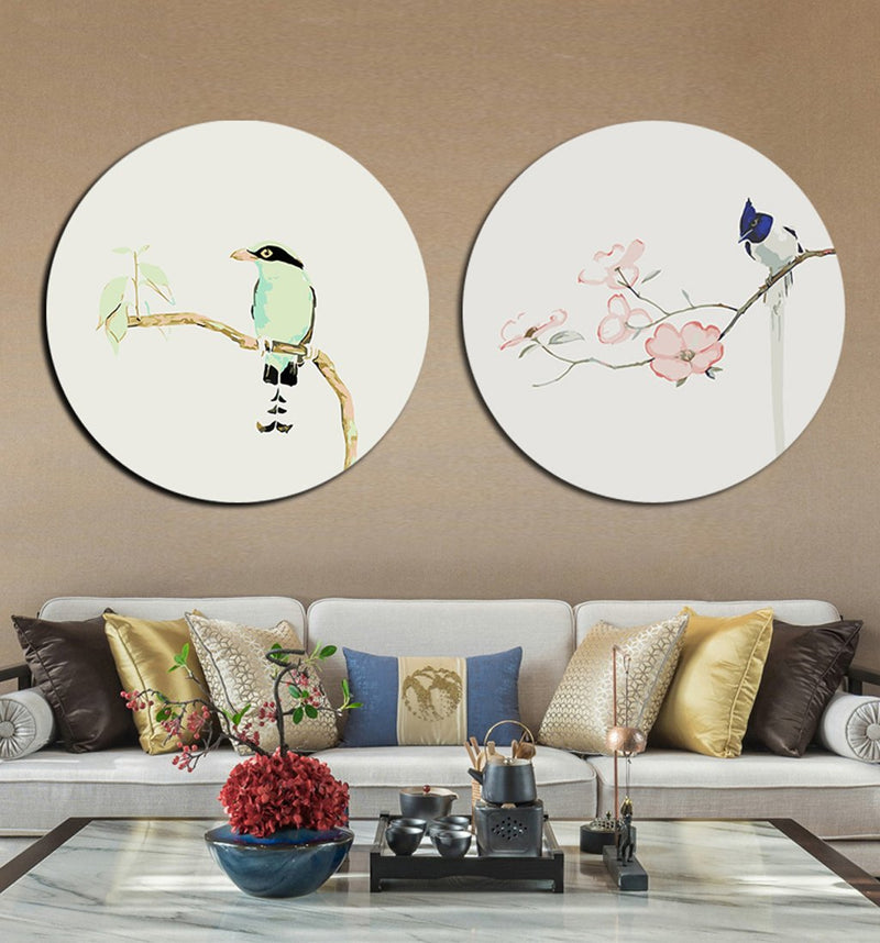 MADE4U [ Circular Plate ] [ 2 Pieces Split Series ] [ 16" ] [ Thicker Wood Framed ] Paint By Numbers Kit with Brushes and Paints ( Great Saver Bundle of 2 GGCWNBC )