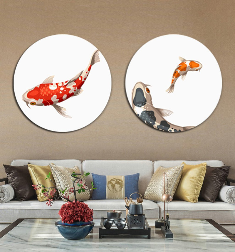 MADE4U [ Circular Plate ] [ 2 Pieces Split Series ] [ 16" ] [ Thicker Wood Framed ] Paint By Numbers Kit with Brushes and Paints ( Great Saver Bundle of 2 GGJYDE )