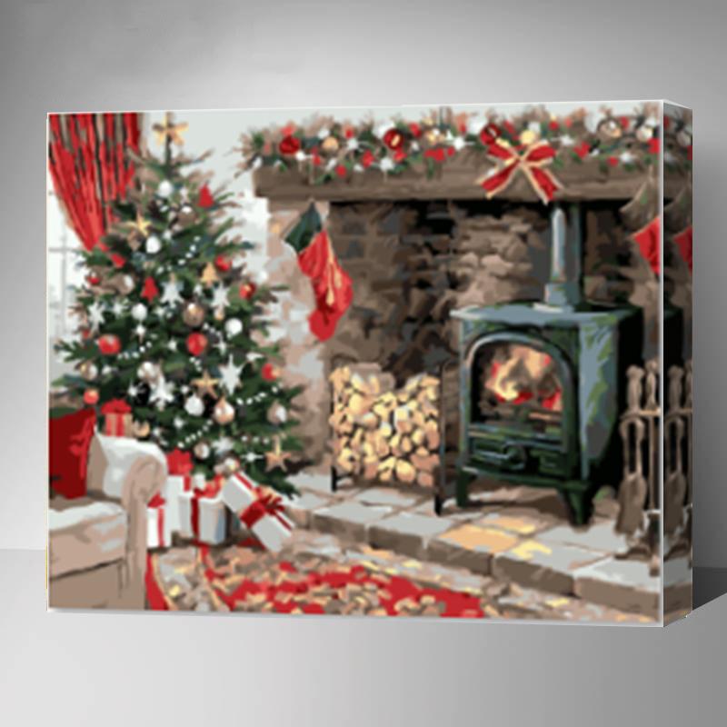 MADE4U [ 20" ] [ Christmas Series ] [ Thicker (1") ] [ Wood Framed ] Paint By Numbers Kit with Brushes and Paints