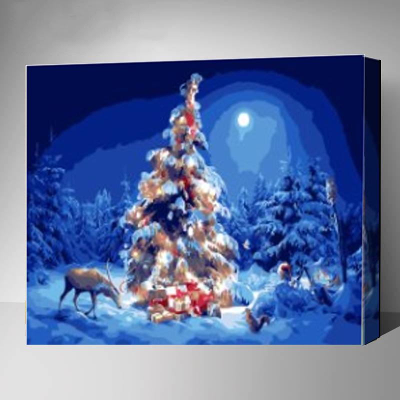MADE4U [ 20" ] [ Christmas Series ] [ Thicker (1") ] [ Wood Framed ] Paint By Numbers Kit with Brushes and Paints ( Christmas HHGZGX22263 )