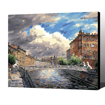 MADE4U [ Building Series ] [ 20" ] [ Wood Framed ] Paint By Numbers Kit with Brushes and Paints ( Building HHGZGX25290 )