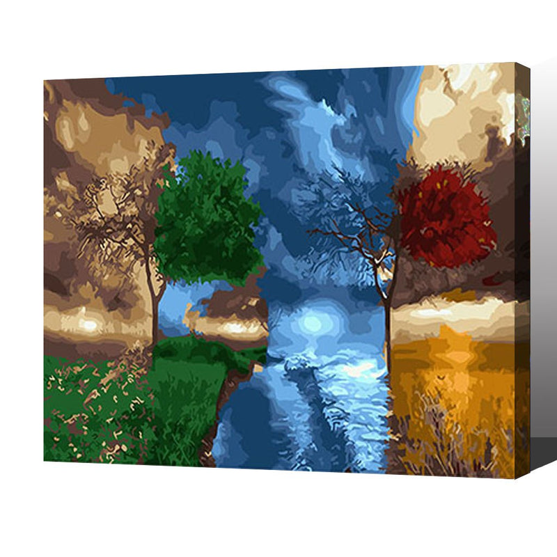 MADE4U [ Trees Series ] [ 20" ] [ Wood Framed ] Paint By Numbers Kit with Brushes and Paints ( Trees HHGZGX26007 )
