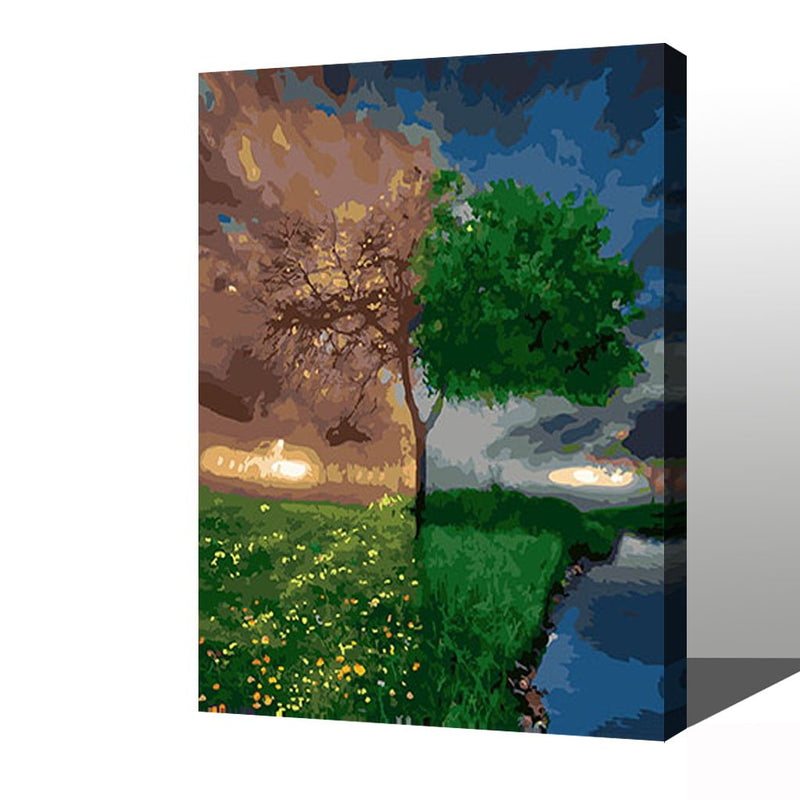 MADE4U [ Trees Series ] [ 20" ] [ Wood Framed ] Paint By Numbers Kit with Brushes and Paints ( Trees HHGZGX26032 )