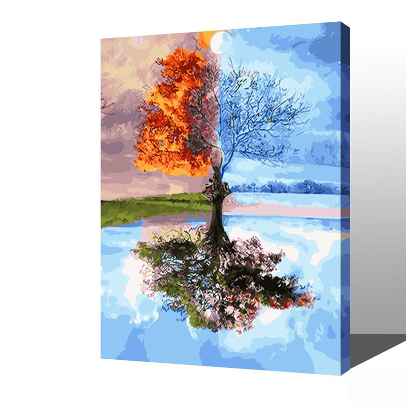 MADE4U [ Trees Series ] [ 20" ] [ Wood Framed ] Paint By Numbers Kit with Brushes and Paints ( Trees HHGZGX27746 )