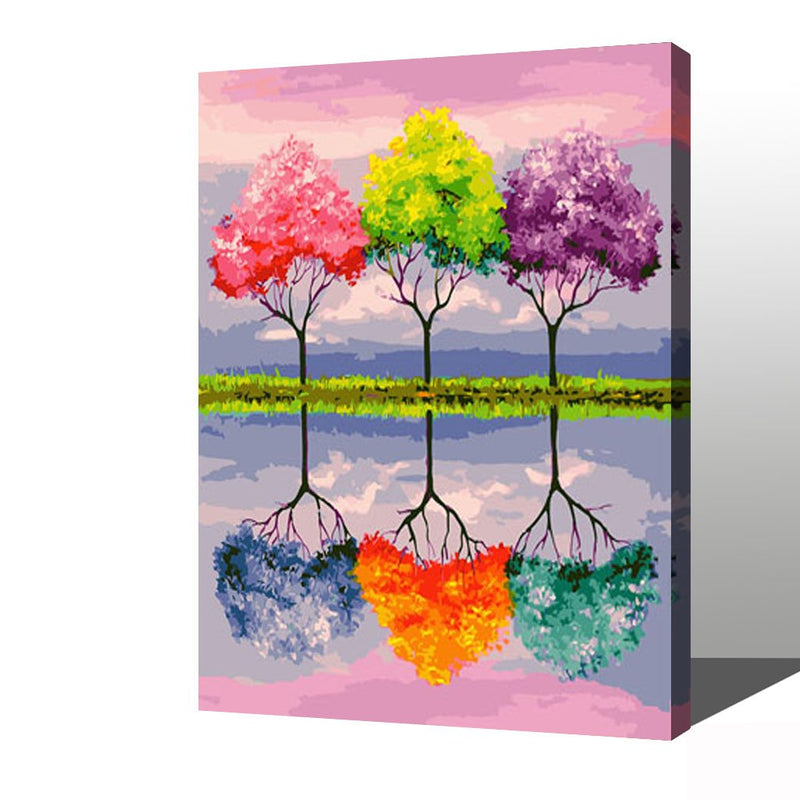 MADE4U [ Trees Series ] [ 20" ] [ Wood Framed ] Paint By Numbers Kit with Brushes and Paints ( Trees HHGZGX28708 )