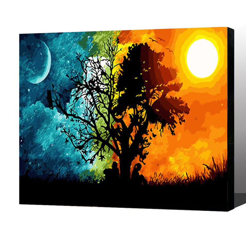 MADE4U [ Trees Series ] [ 20" ] [ Wood Framed ] Paint By Numbers Kit with Brushes and Paints ( Trees HHGZGX29446 )