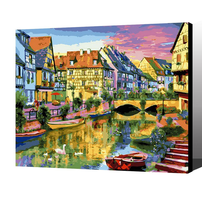 MADE4U [ Building Series ] [ 20" ] [ Wood Framed ] Paint By Numbers Kit with Brushes and Paints