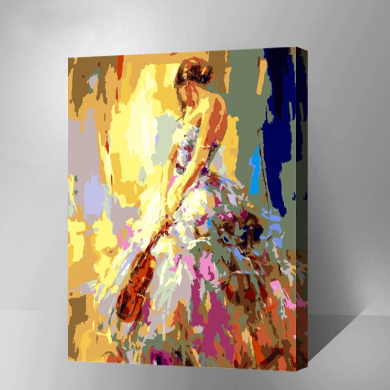 MADE4U [ Dance and Musical Series ] [ 20" ] [ Thicker (1") ] [ Wood Framed ] Paint By Numbers Kit with Brushes and Paints (Violinist GX7558)