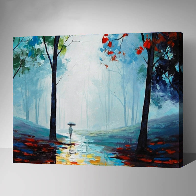 MADE4U [ Impressionism Series ] [ 20" ] [ Thicker (1") ] [ Wood Framed ] Paint By Numbers Kit with Brushes and Paints ( Wet Autumn HHGZGX7675 )