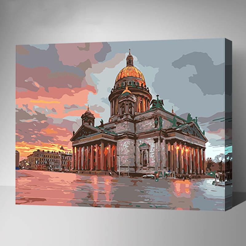 MADE4U [Landscape Series] [20"] [Thicker (1")] [Wood Framed] Paint By Numbers Kit with Brushes and Paints (Colorful Senery GX7966)