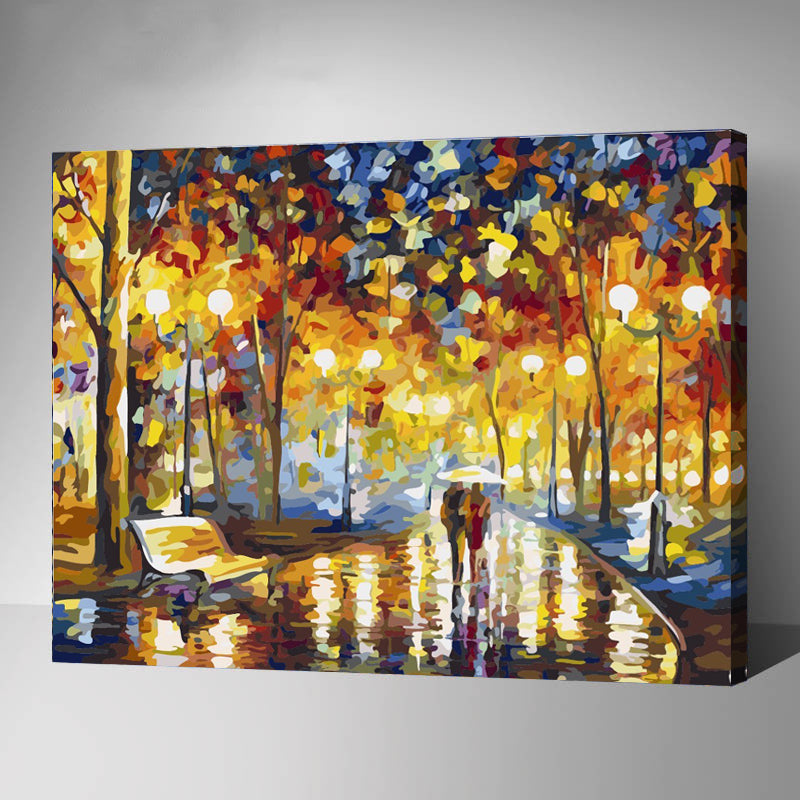 MADE4U [ Impressionism Series ] [ 20" ] [ Thicker (1") ] [ Wood Framed ] Paint By Numbers Kit with Brushes and Paints ( Rain&