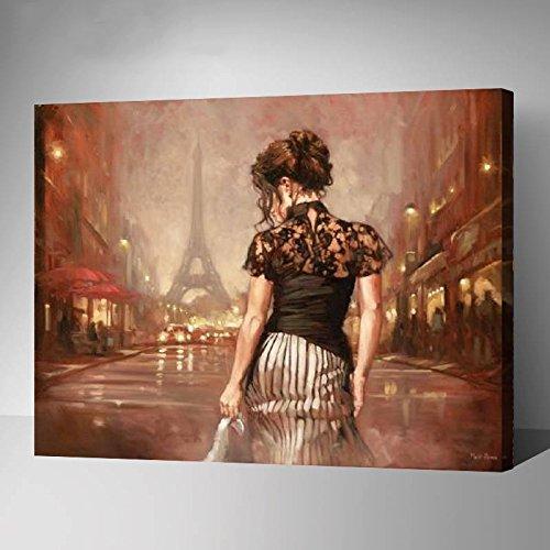 MADE4U [ Figure Series ] [ 20" ] [ Thicker (1") ] [ Wood Framed ] Paint By Numbers Kit with Brushes and Paints (Paris Nights GX9177)