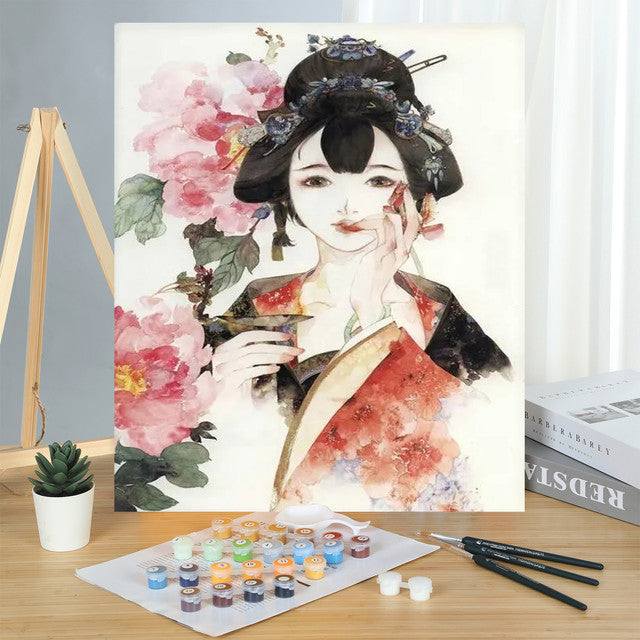 MADE4U [ Vitage Beauties Series ] [ 20" ] [ Wood Framed ] Paint By Numbers Kit with Brushes and Paints ( Girl G055 )