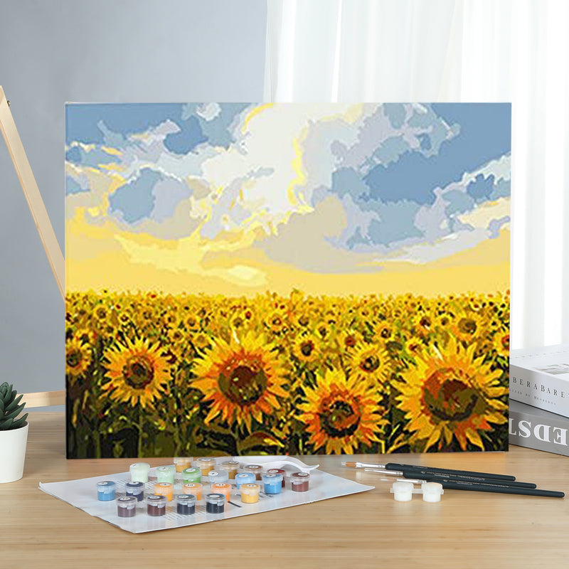 MADE4U [ Gradens Series ] [ 20" ] [ Wood Framed ] Paint By Numbers Kit with Brushes and Paints (Sunflower G135)
