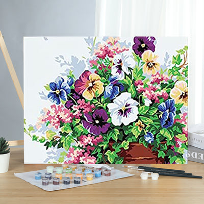 MADE4U [ Flowers and Vases Series ] [ 20" ] [ Wood Framed ] Paint By Numbers Kit with Brushes and Paints ( Flwoers) HHGZG143