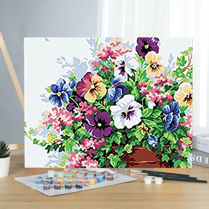 MADE4U [ Flowers and Vases Series ] [ 20" ] [ Wood Framed ] Paint By Numbers Kit with Brushes and Paints ( Flwoers) HHGZG143