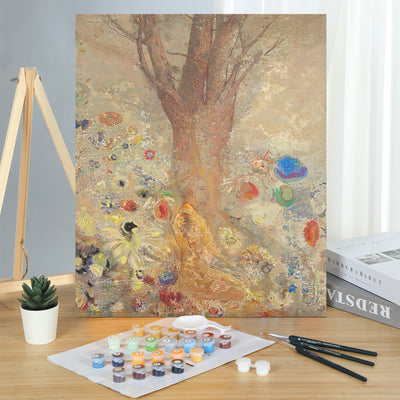MADE4U [ Post-Impressionism Series ] [ 20" ] [ Thicker (1") ] [ Wood Framed ] Paint By Numbers Kit with Brushes and Paints ( The Buddha-Odilon Redon HYXPI4002 )