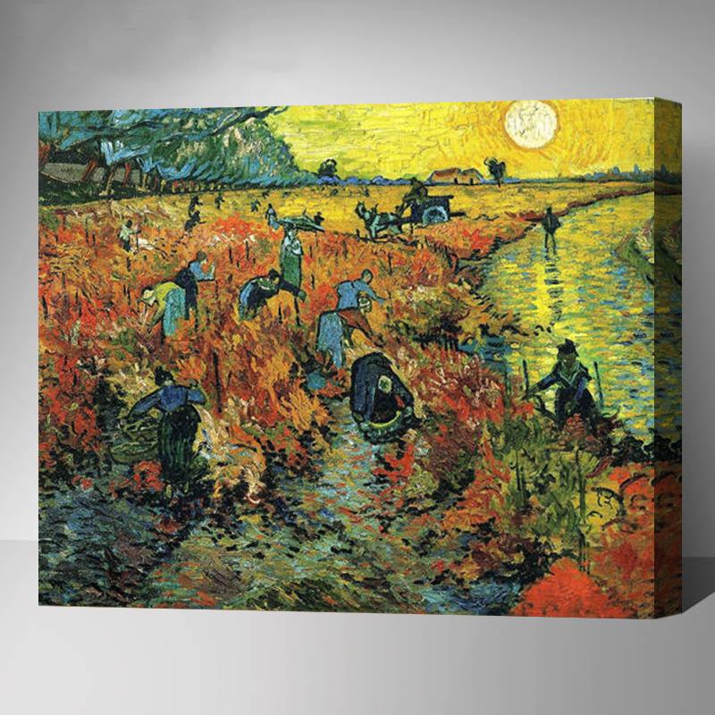 MADE4U [ Post-Impressionism Series ] [ 20" ] [ Thicker (1") ] [ Wood Framed ] Paint By Numbers Kit with Brushes and Paints ( The Red Vineyard - Vincent van Gogh HYXPI4010 )
