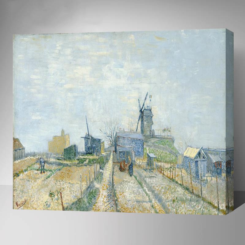 MADE4U [ Post-Impressionism Van Gogh Series ] [ 20" ] [ Thicker (1") ] [ Wood Framed ] Paint By Numbers Kit with Brushes and Paints ( Montmartre: windmills and plowing ) HYXPII4019