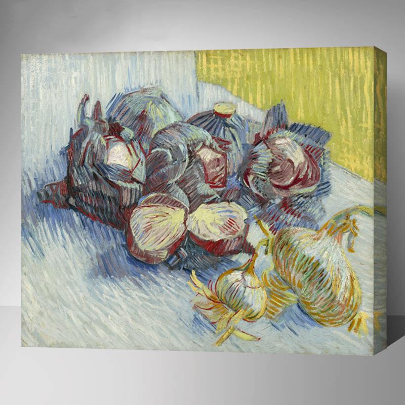 MADE4U [ Post-Impressionism Van Gogh Series ] [ 20" ] [ Thicker (1") ] [ Wood Framed ] Paint By Numbers Kit with Brushes and Paints ( Red cabbages and onions ) HYXPII4027