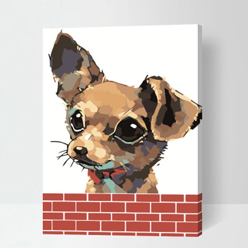 MADE4U [ Animal series ] [ 20" ] [ Wood Framed ] Paint By Numbers Kit with Brushes and Paints ( Dog B ) QS006