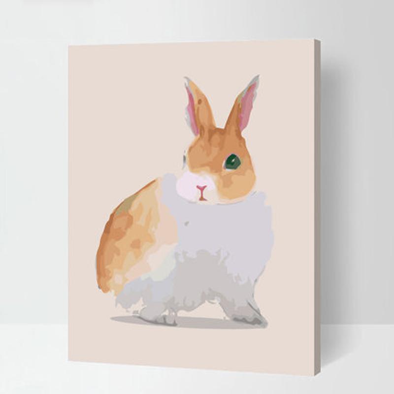 MADE4U [ Rabbit ] [ 20" ] [ Thicker (1") ] [ Wood Framed ] Paint By Numbers Kit with Brushes and Paints ( Rabbit QS077 )