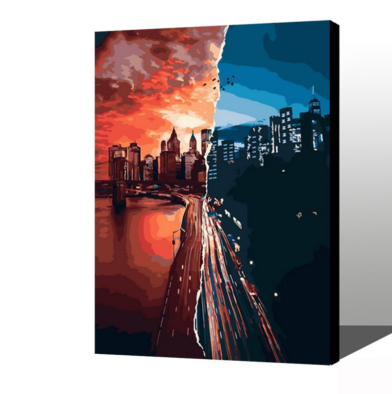MADE4U [ Building Series ] [ 20" ] [ Wood Framed ] Paint By Numbers Kit with Brushes and Paints