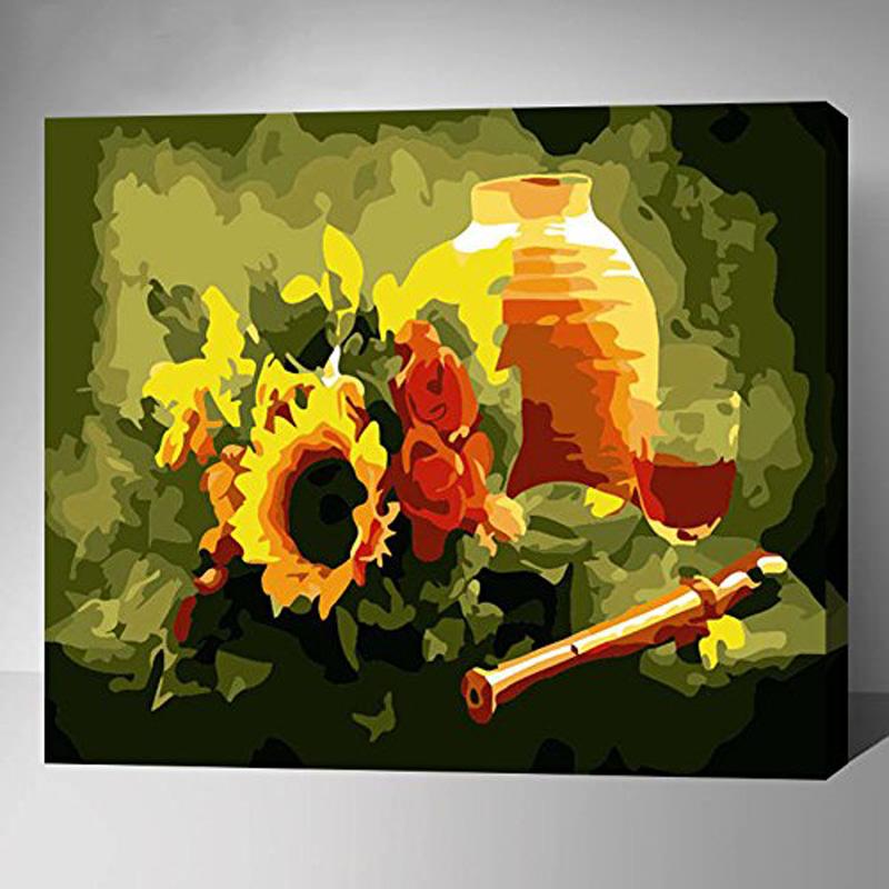 MADE4U [ Flowers and Vases Series ] [ 20" ] [ Wood Framed ] Paint By Numbers Kit with Brushes and Paints ( Flowers RXHI0127 )