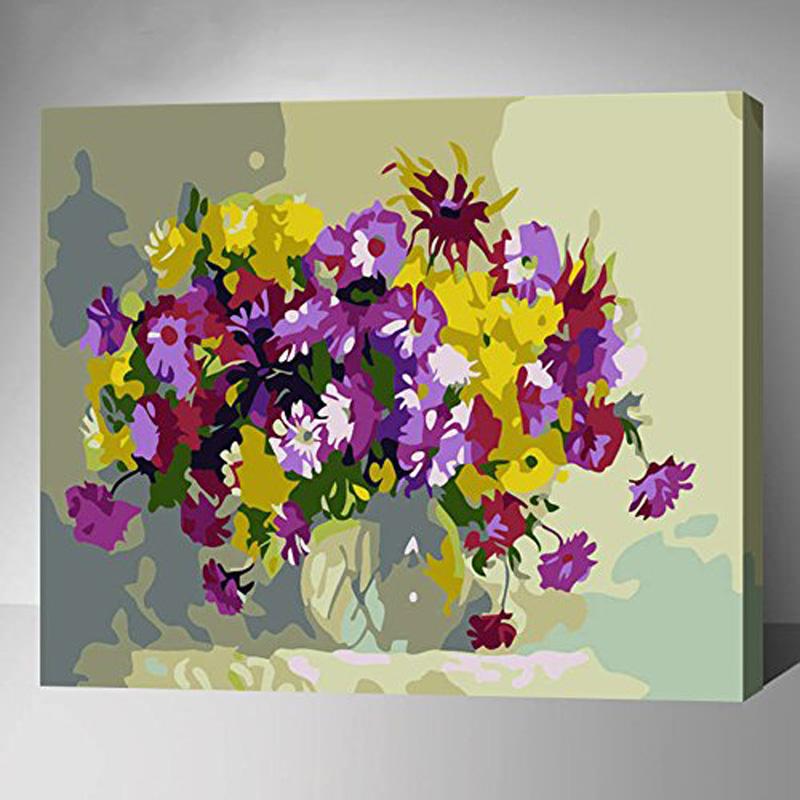 MADE4U [ Flowers and Vases Series ] [ 20" ] [ Wood Framed ] Paint By Numbers Kit with Brushes and Paints ( Flowers RXHI0135 )