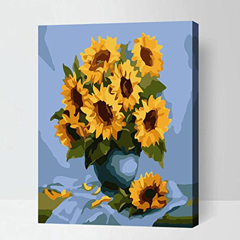MADE4U [ Flowers and Vases Series ] [ 20" ] [ Wood Framed ] Paint By Numbers Kit with Brushes and Paints ( Flowers RXHI0143 )